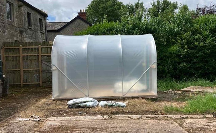 a newly set up polytunnel