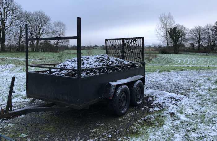 A trailer of manure for the vegetable garden