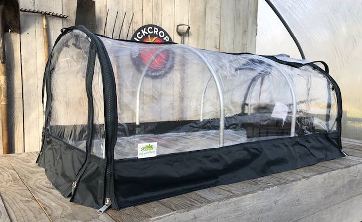 a Biogreen propagator in the Quickcrop shed/base of operations