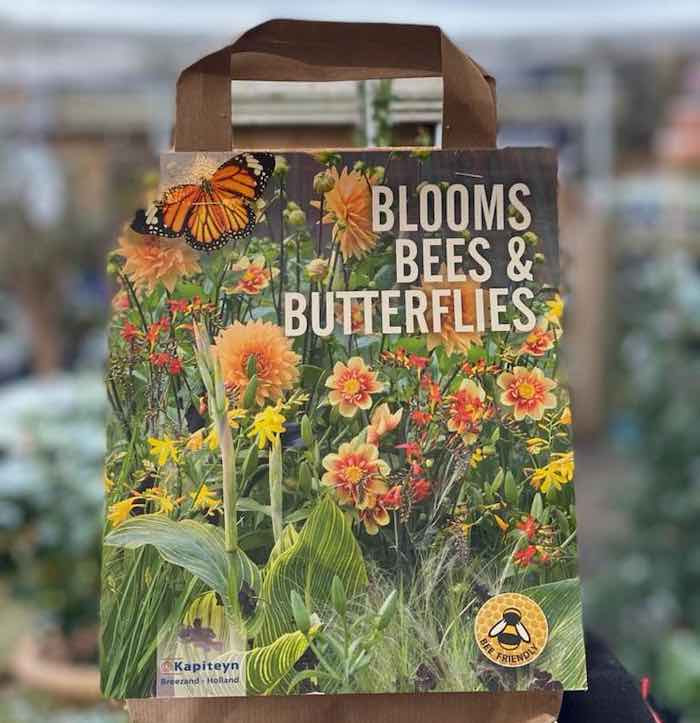 blooms for bees and  butterflies packaging