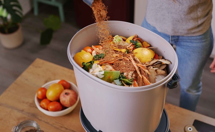 Adding Bokashi bran