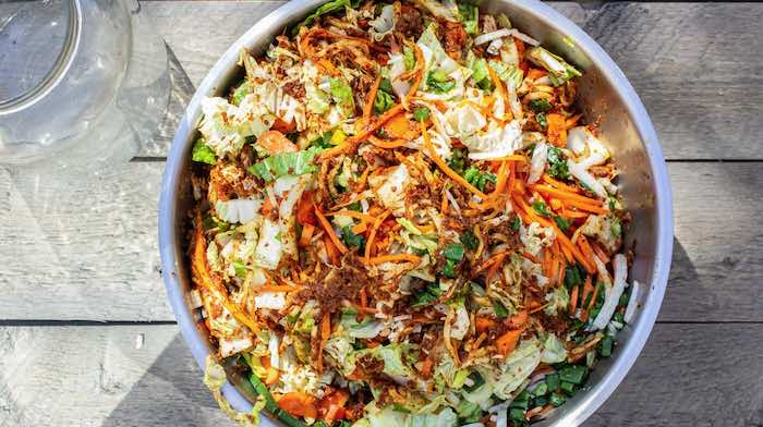 Bowl of salads for fermenting