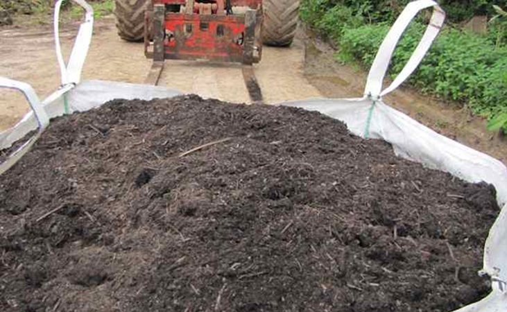 A bulk bag of compost