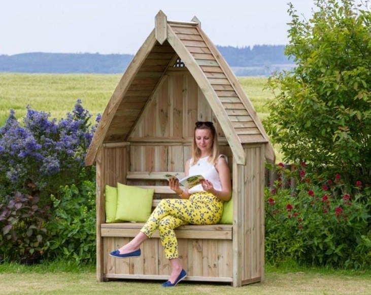 A garden arbour is a great place to read in peace