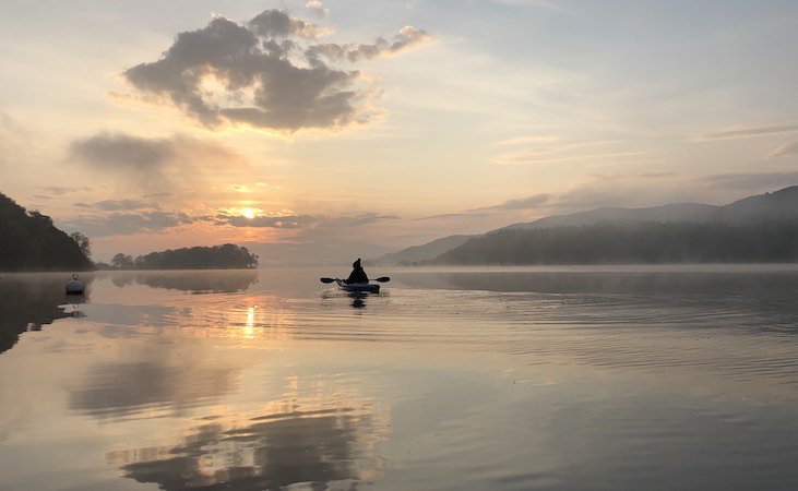 Kayaking on Lough Gill at dawn