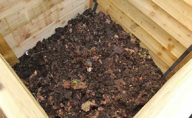 compost inside a box composter