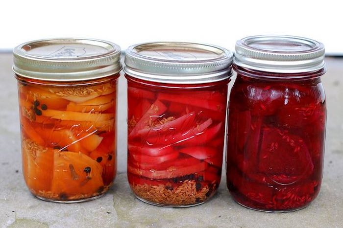 Pickling beetroot in jars