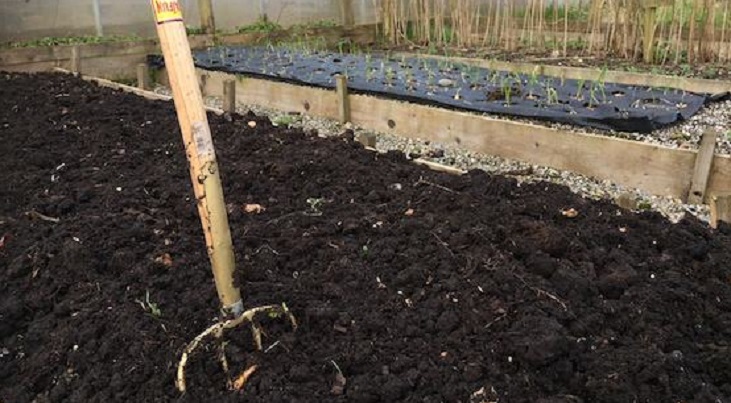 Soil being prepared in the garden
