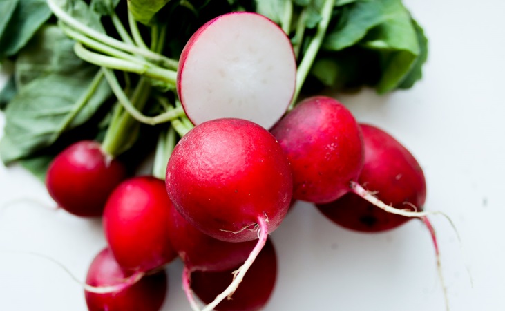 Radishes being prepared