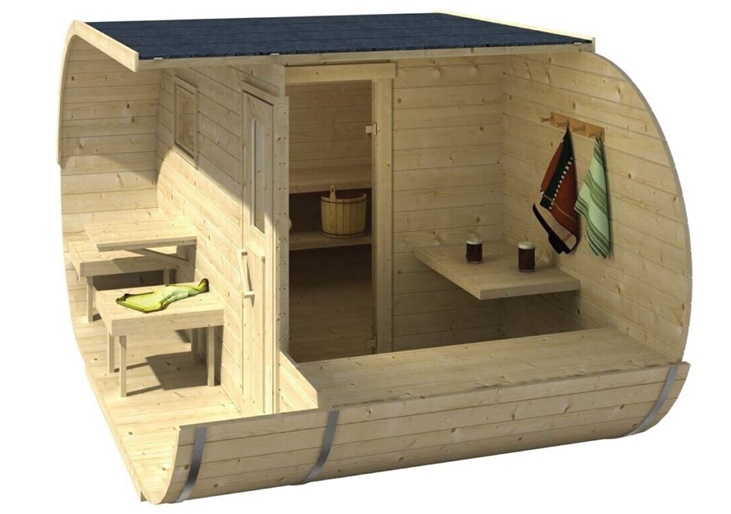 Wood fired Sauna with inner compartments
