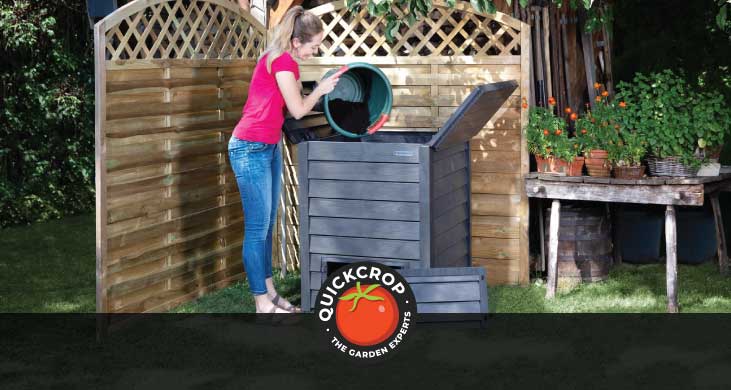 Adding organic waste to a composter (header image)